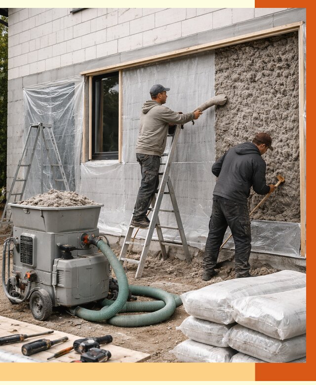 Утепление дома из газобетона эковатой в Павлове от 4562 руб./м2 | ТепломастерПвв