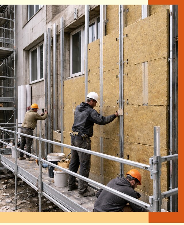 Утепление вентилируемого фасада в Павлове от 5677 руб/м2 — монтаж и утепление вентфасад | ТепломастерПвв
